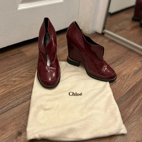 Chloe Deep Red Heeled Boots - Picture 1 of 8